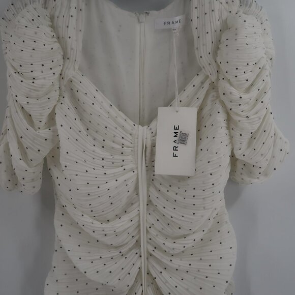 Frame Gathered Keyhole Tie-Neck Dress Size Medium NWT - Picture 4 of 12